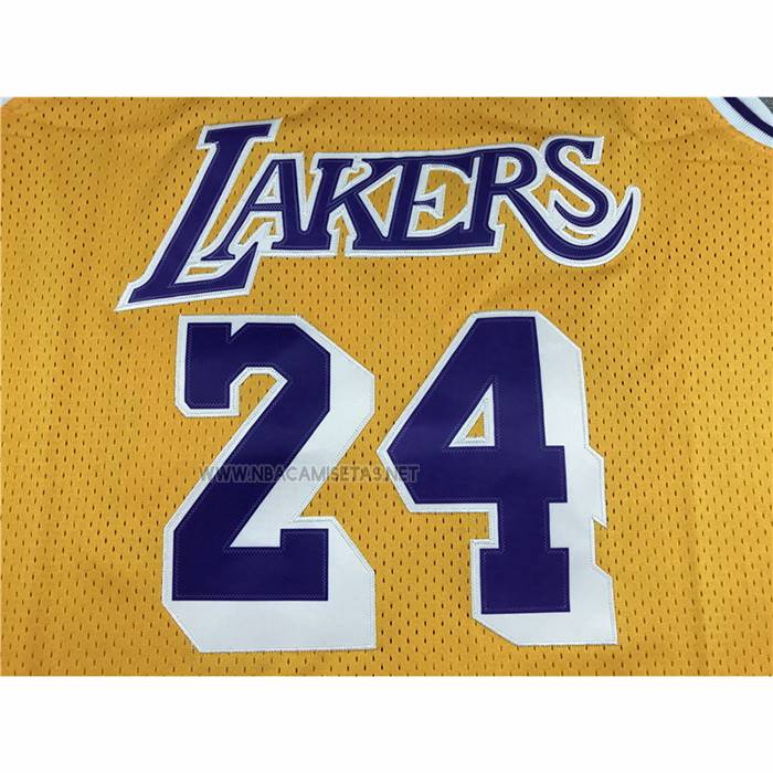 Camiseta Los Angeles Lakers Kobe Bryant NO 24 Mitchell & Ness 2007-08 Amarillo